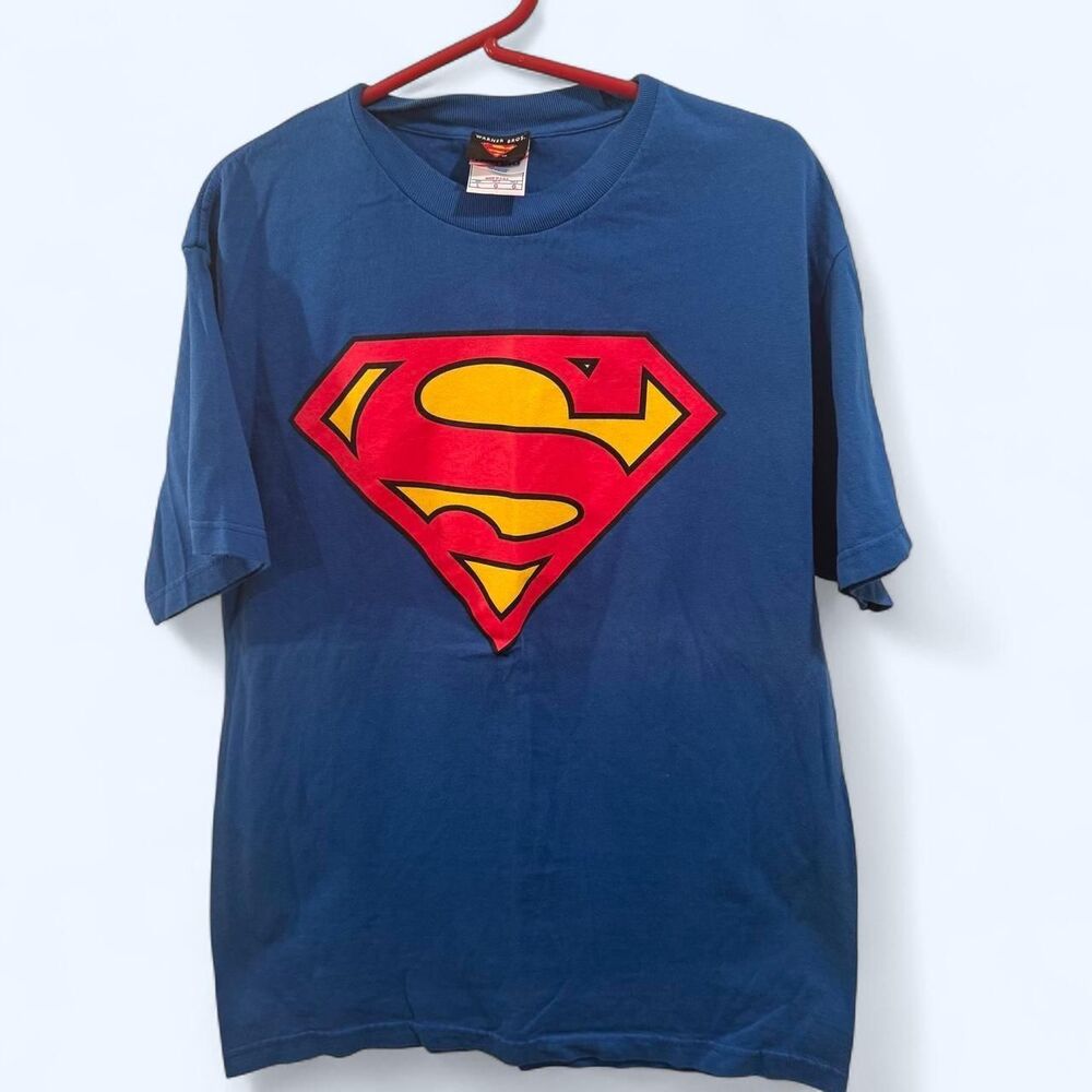 VINTAGE 90s Warner Bros Studio Store Superman Shield Logo Tee XL